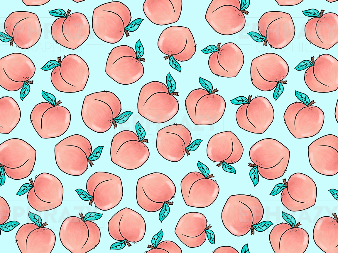 Just Peachy Peach Summer Seamless Pattern - Digital Seamless Patterns