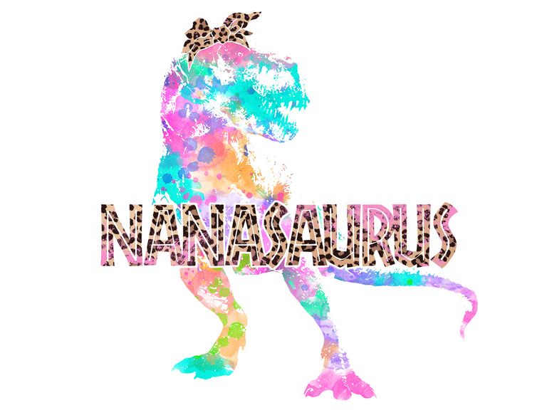 Nanasaurus Nana Jurassic Park Tie Dye T-rex Leopard Cheetah Print Printable Digital Clipart Graphics Download Sublimation