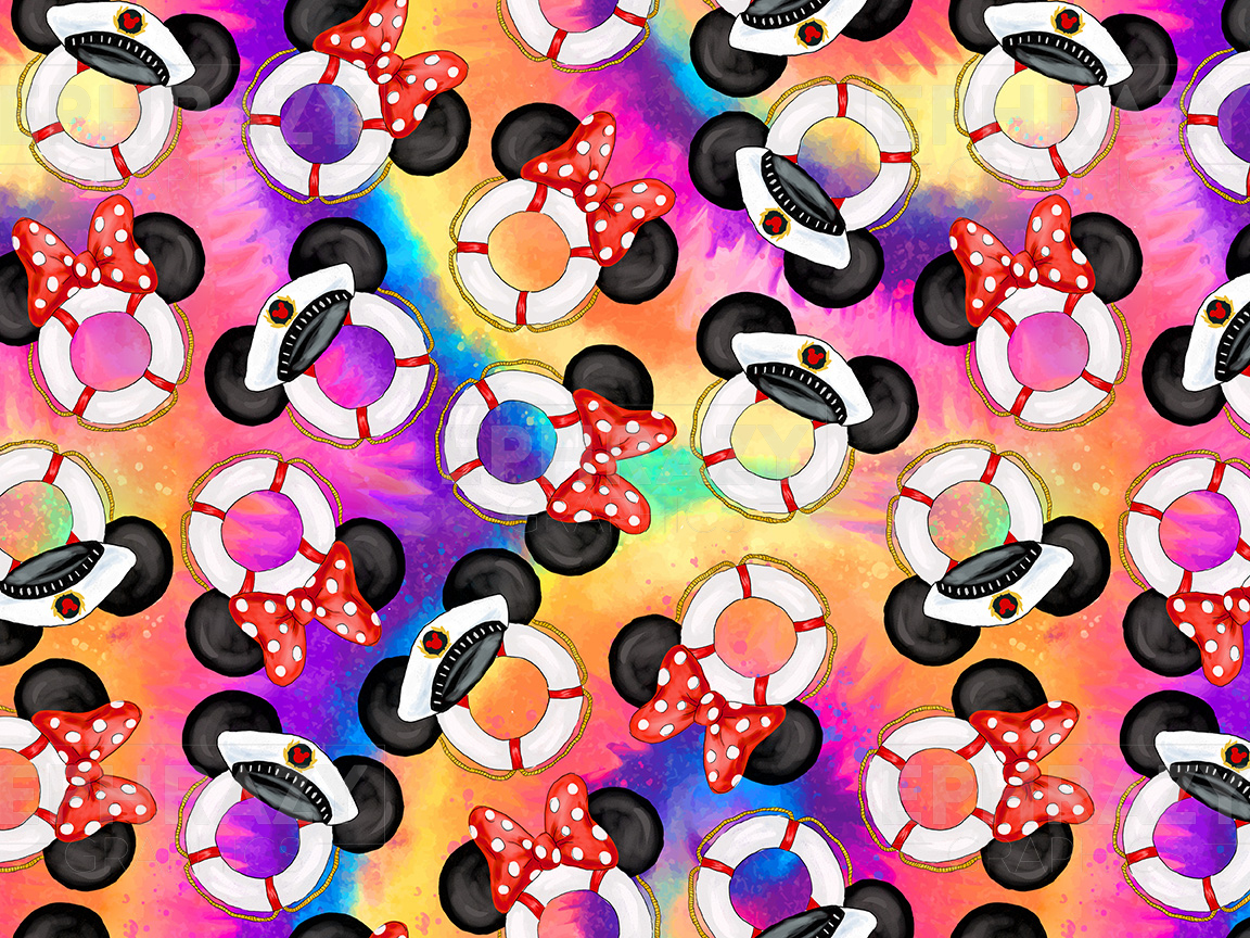 Disney Mickey Minnie Cruise Dream Line Tie Dye Seamless Pattern - Digital  Seamless Patterns
