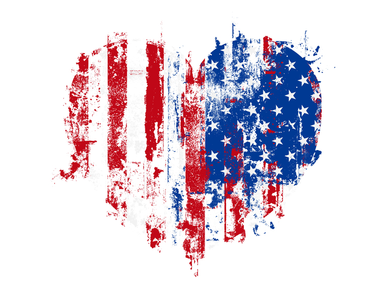 USA Heart Independence Day Clipart American Flag SVG 4th Of July Grunge Sublimation Patriotic Design Vector Distressed Illustration