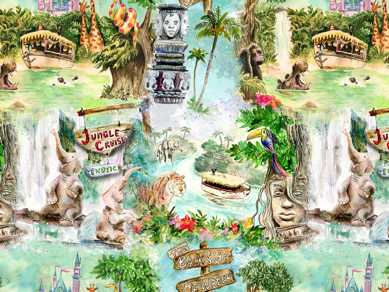 Disney Jungle Cruise Adventureland The Backside of Water Seamless Digital Pattern Download