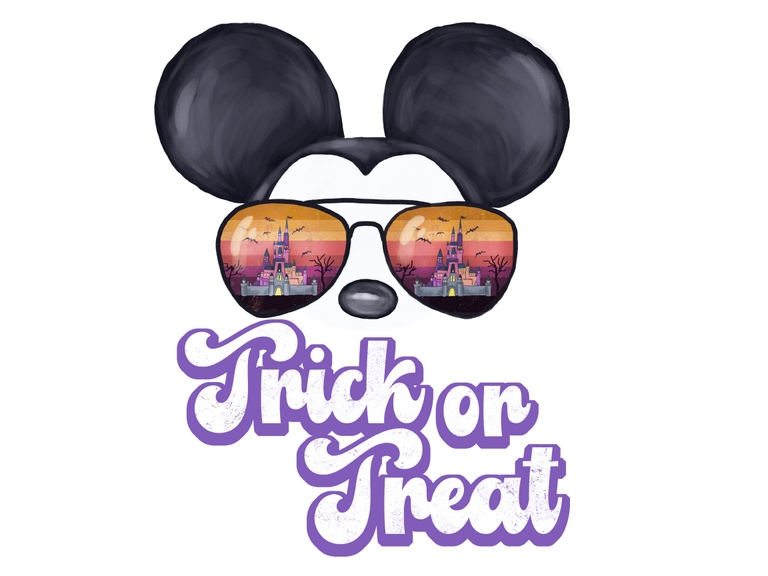 Disney Halloween Mickey Head Sunglasses Trick or Treat Castle Print Digital Download Sublimation Png