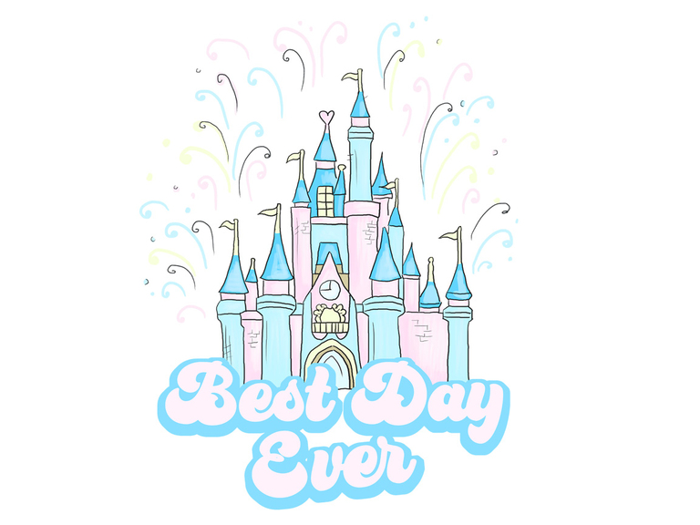 Mickey Disney Castle Pastel Best Day Ever Print Printable Digital Clipart Download Sublimation Png