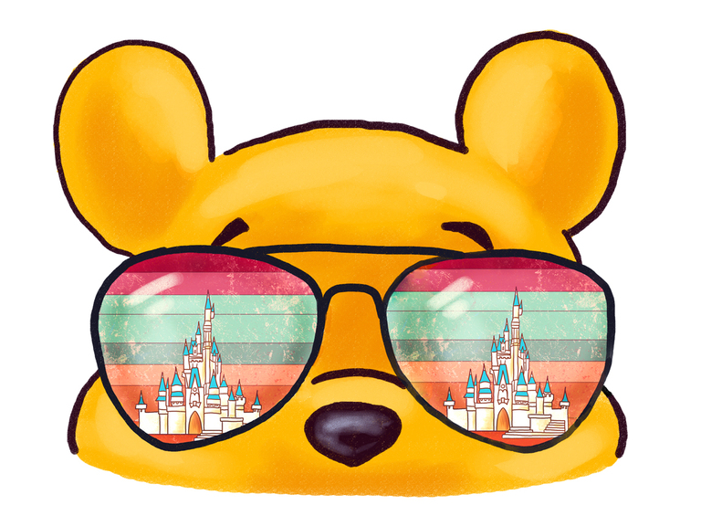 Disney Disneyland Winnie The Pooh Castle Vintage Sunset Castle Print Digital Download Sublimation