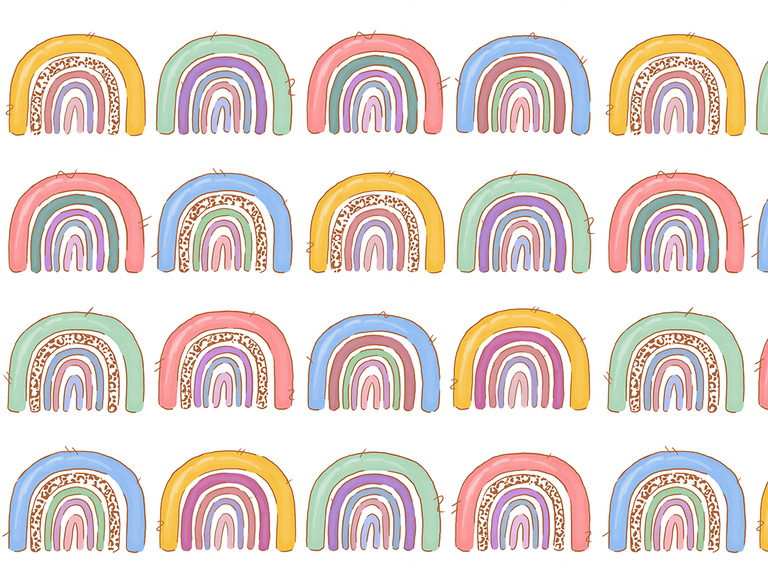 Rainbow Doodle Hand Drawn Pastel Leopard Cheetah Seamless Digital Pattern Download Paper