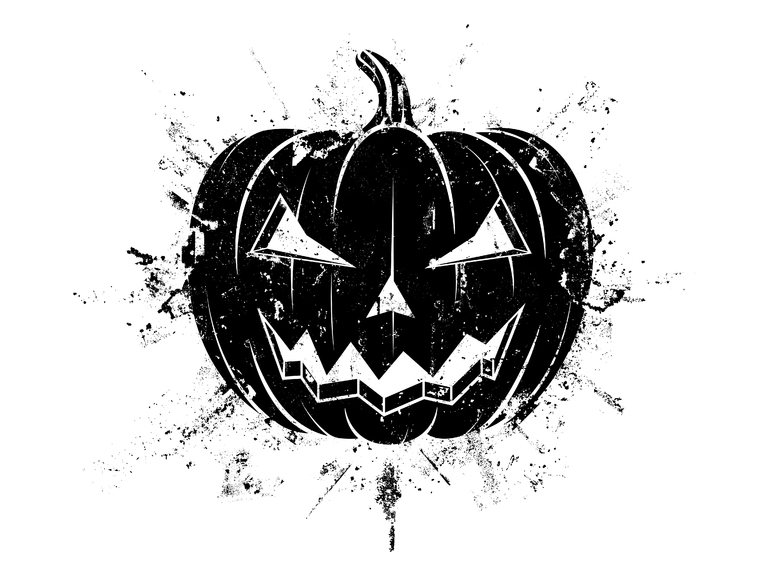 Halloween Pumpkin Grunge Jack O Lantern Scary Face