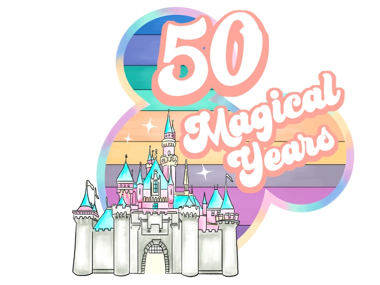 50 Magical Years Anniversary 50 th Disney Retro Sunset Castle World