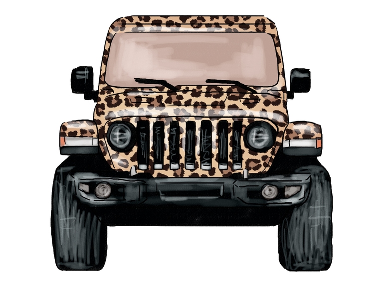 Jeep Wrangler Off Road Leopard Cheetah Print Printable Digital Sublimation Clipart Graphics Png