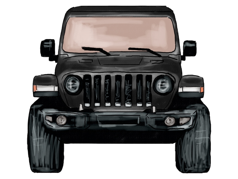 Jeep Wrangler Off Road Front Black Print Printable Digital Clipart Graphics Sublimation Png