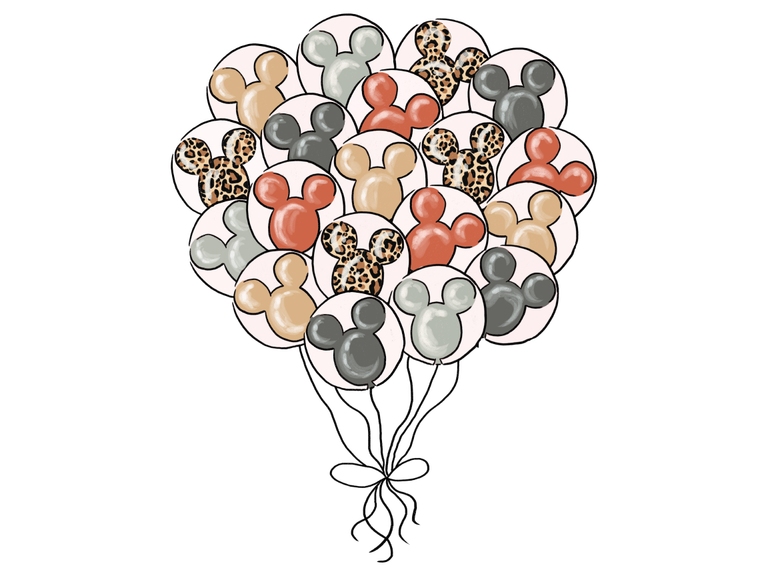 Disney Mickey Balloon Balloons Cheetah Mood Fashion Print Digital Sublimation Printable Png