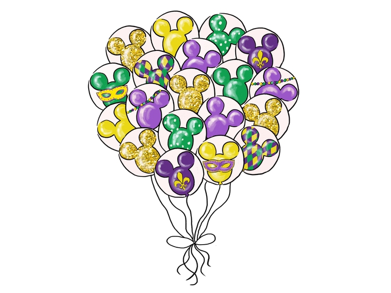 Disney Mardi Gras Mickey Balloon Balloons Fashion (005)