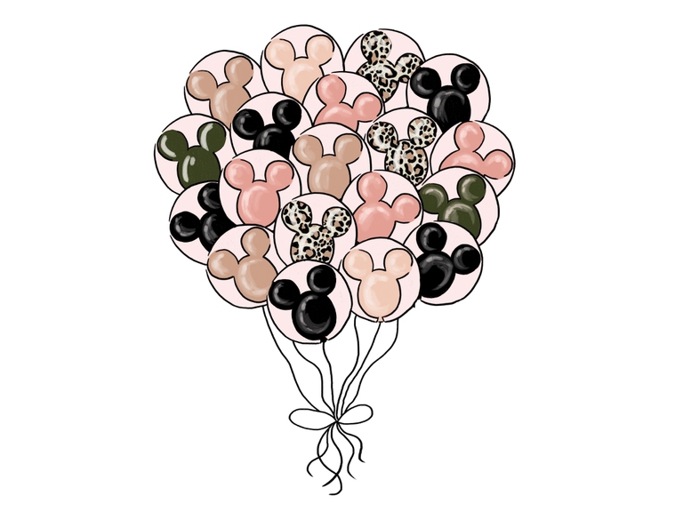Disney Mickey Balloon Balloons Olive Cheetah Fashion Print Digital Sublimation Clipart Printable Png