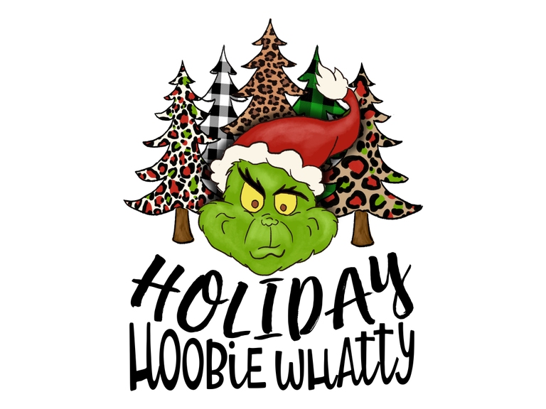 Christmas Holiday Hoobie Whatty Grinch Print Printable Digital Sublimation Design Download
