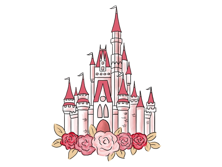Disney Valentine Castle Floral Rose