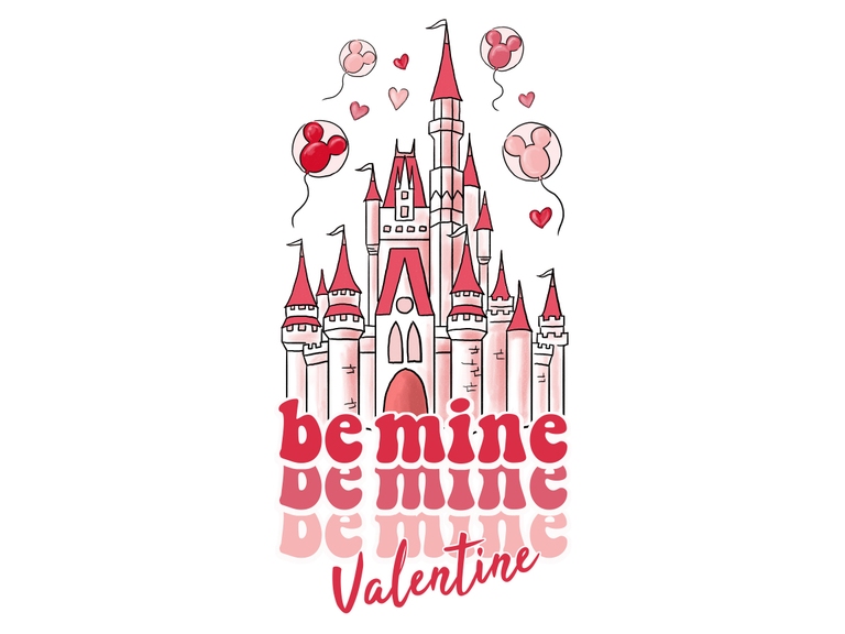 Disney Be My Valentine Castle Floral Rose Print Printable Sublimation Download Digital
