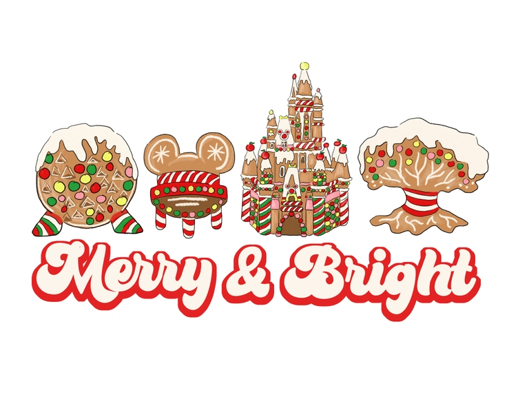 Christmas Disney Gingerbread Castle Mickey Epcot Digital Clipart Sublimation Print Download