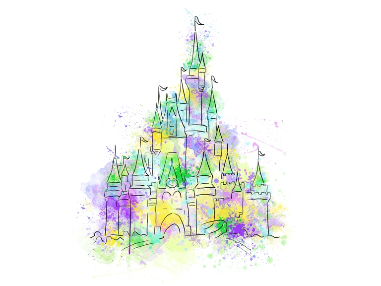 Mardi Gras Disney Castle Digital Sublimation Clipart Download Print Printable