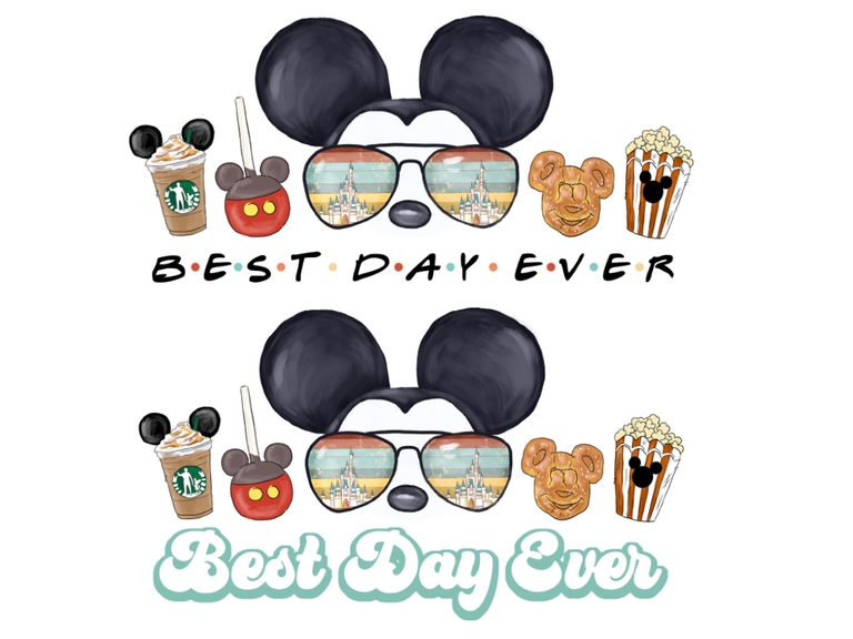 Mickey Retro Sunglasses Snacks Castle Vaffle Starbucks Digital Sublimation Download Printable Png