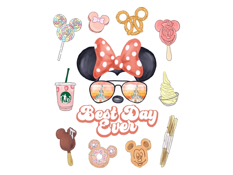 Minnie Retro Sunglasses Snacks Castle Vaffle Dole Whip Starbucks Digital Sublimation Download Png