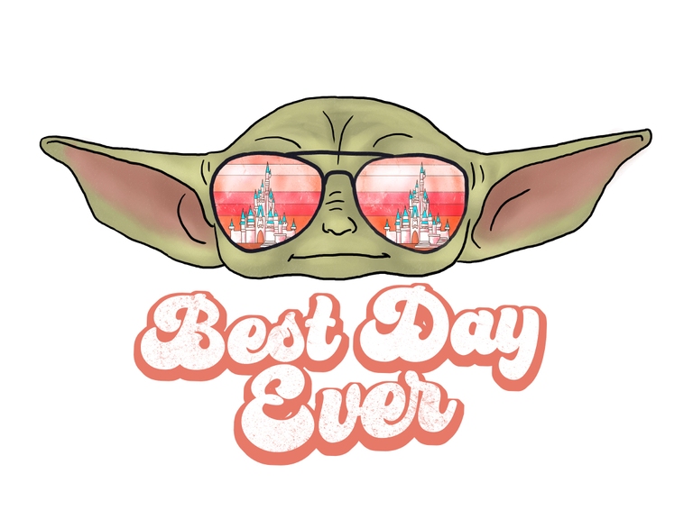 Disney Baby Yoda Star Wars Sunglasses Retro Sunset Castle Best Day Ever