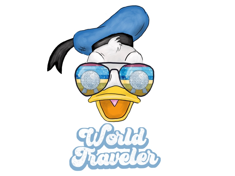 Disney Donald Duck Epcot World Traveler Castle Sunglasses Retro Sunset Sublimation Digital Download