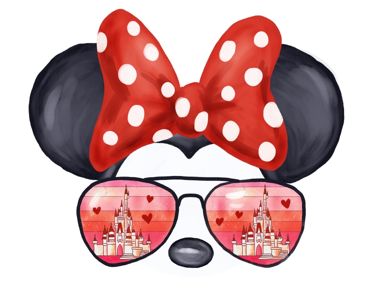 Disney Valentine Day Minnie Castle Sunglasses Retro Sunset Sublimation Digital Download Png Print