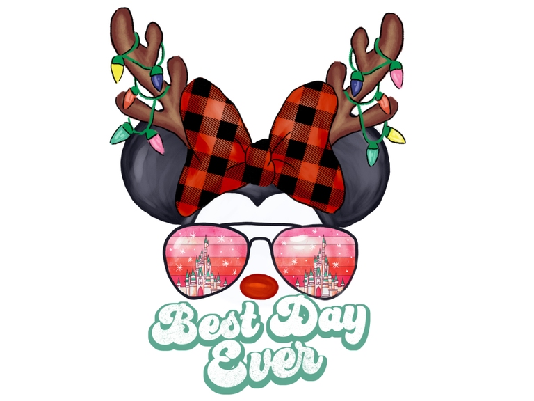 Christmas Minnie Rudolph Deer Antler Castle Sunglasses Retro Sunset Sublimation Digital Download Png