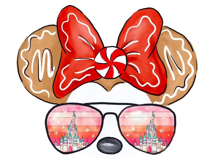 Disney Christmas Gingerbread Minnie Candy Castle Sunglasses Sunset Sublimation Digital Download