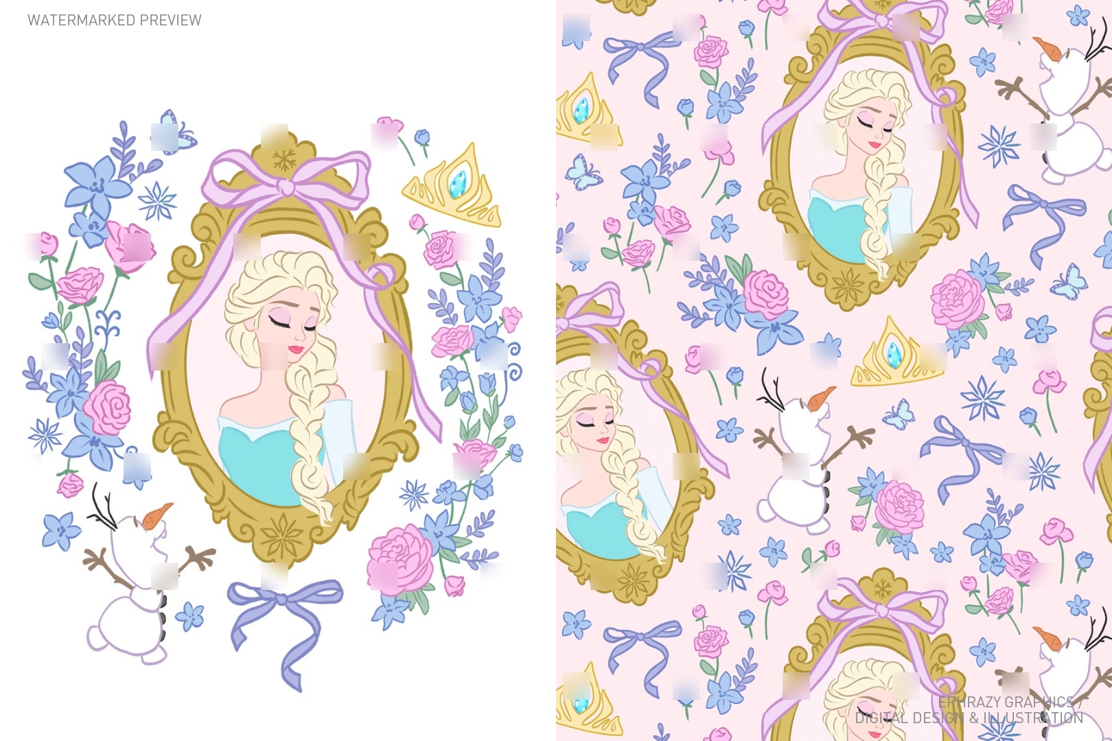 Elsa Repeating Pattern Frozen Queen Elsa PNG Clipart & Seamless Patterns | Ephrazy Graphics