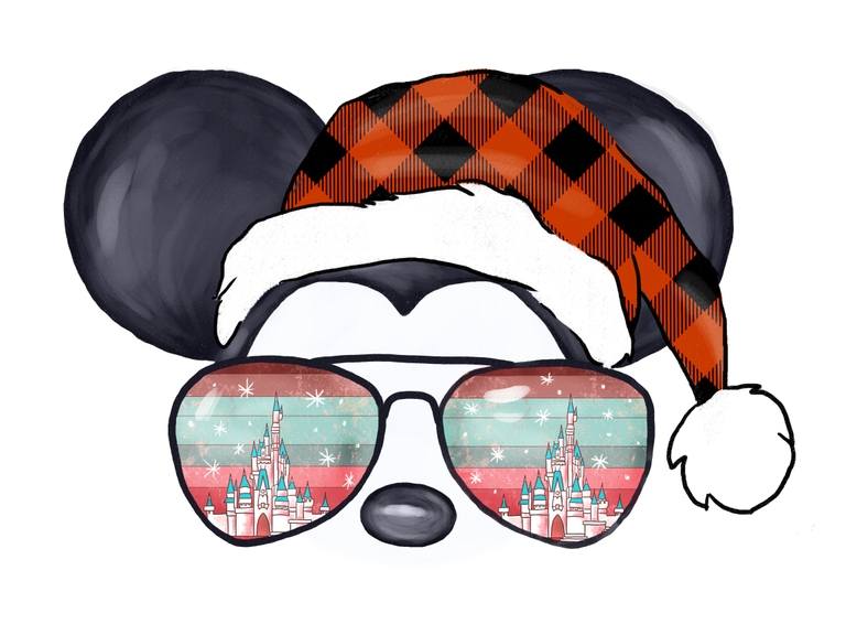 Disney Christmas Plaid Mickey Castle Santa Sunglasses Sunset Best Day Ever