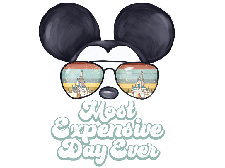 Disney Mickey Most Expensive Day Ever Castle Sunglasses Sunset Sublimation Digital Download Png