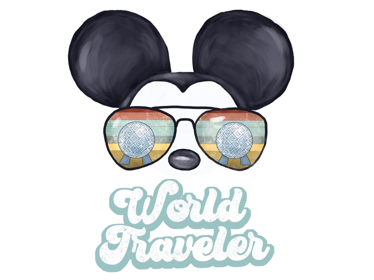 Disney Mickey World Traveler Epcot Sunglasses Retro Sunset Sublimation Digital Download Png Print