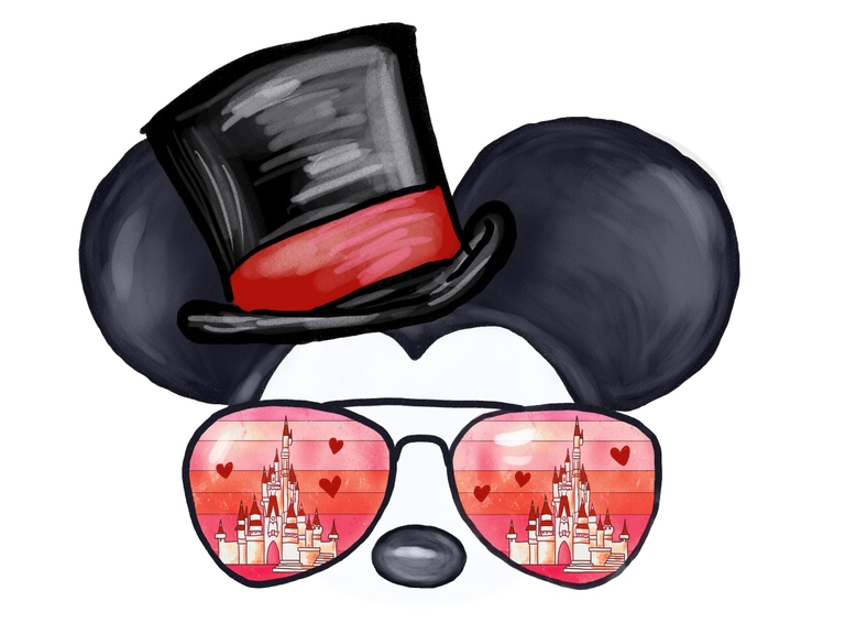Disney Valentine Day Mickey Hat Sunglasses Retro Sunset Sublimation Digital Download Png Printable