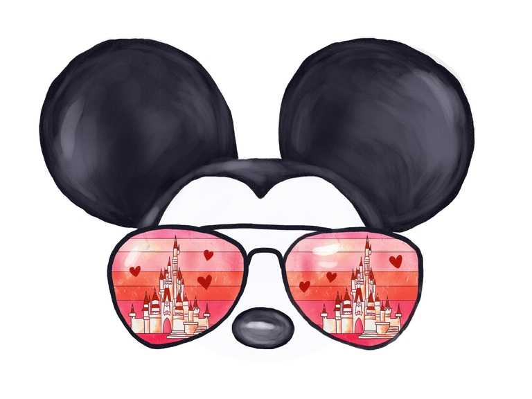 Disney Valentine Day Mickey Heart Sunglasses Retro Sunset Sublimation Digital Download Png Printable