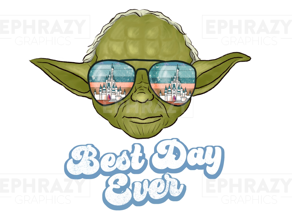 Disney Yoda Star Wars Castle Sunglasses Retro Sunset Best Day Ever -  Digital Download Sublimation Design, PNG Files