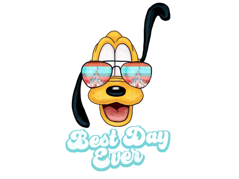 Disney Pluto Best Day Ever Castle Sunglasses Retro Sunset Sublimation Digital Download Print Png