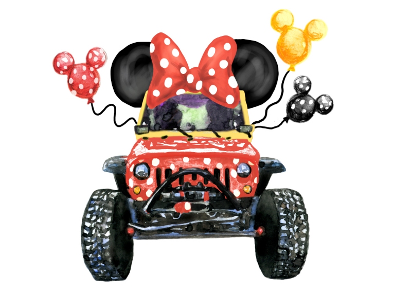 Disney Jeep Minnie Red Sublimation Digital Download Png Print Printable Graphics