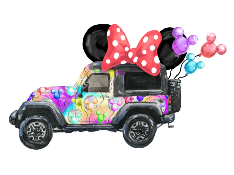 Disney Jeep Tie Dye Ballon Minnie Ears Sublimation Digital Download Png Print Printable Graphics
