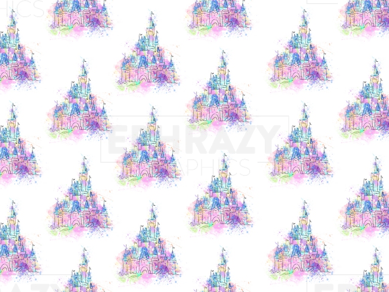 Disney Watercolor Castle Digital Pattern