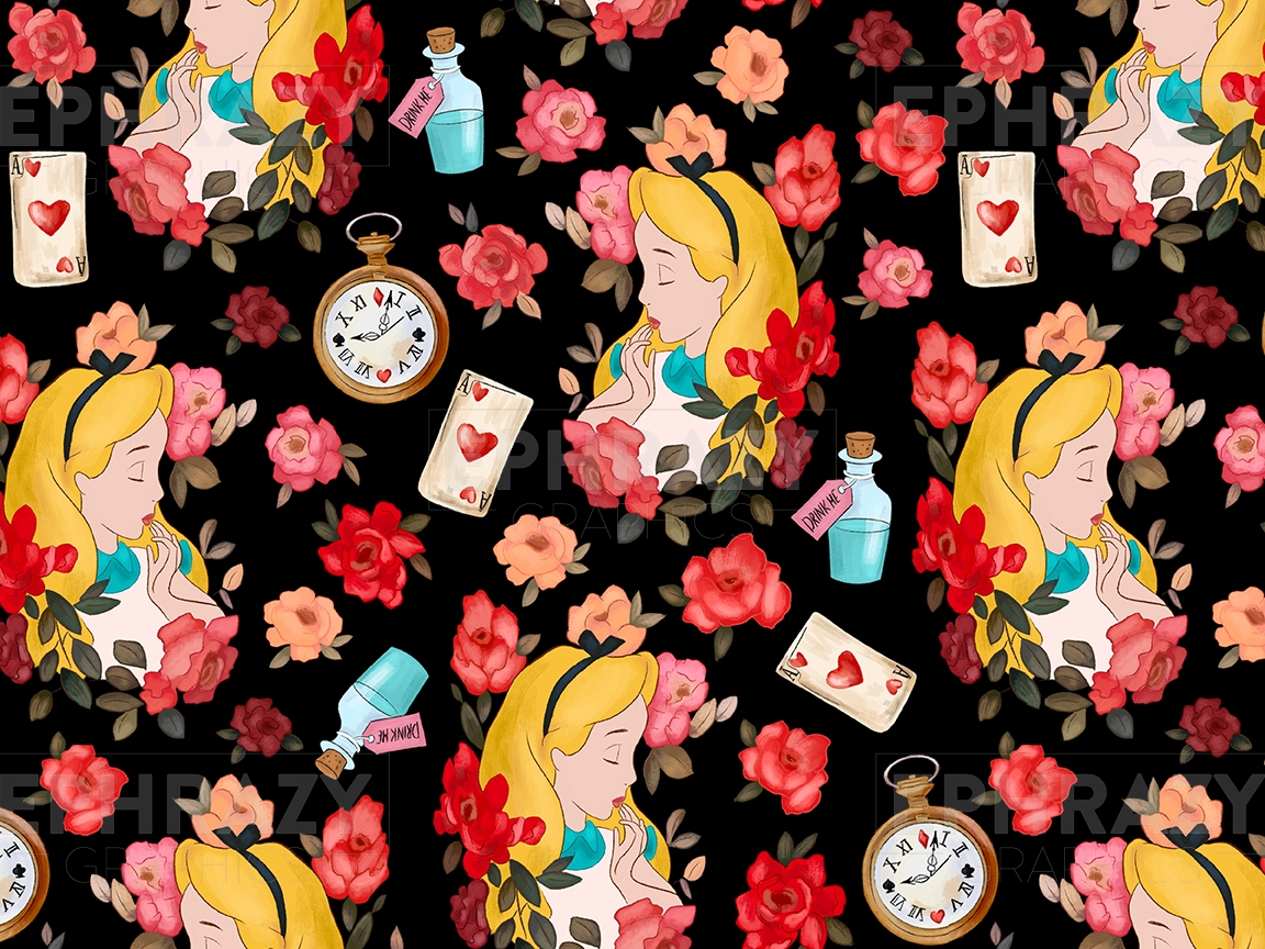 Alice In Wonderland, Colorful Fun Pattern Wrapping Paper