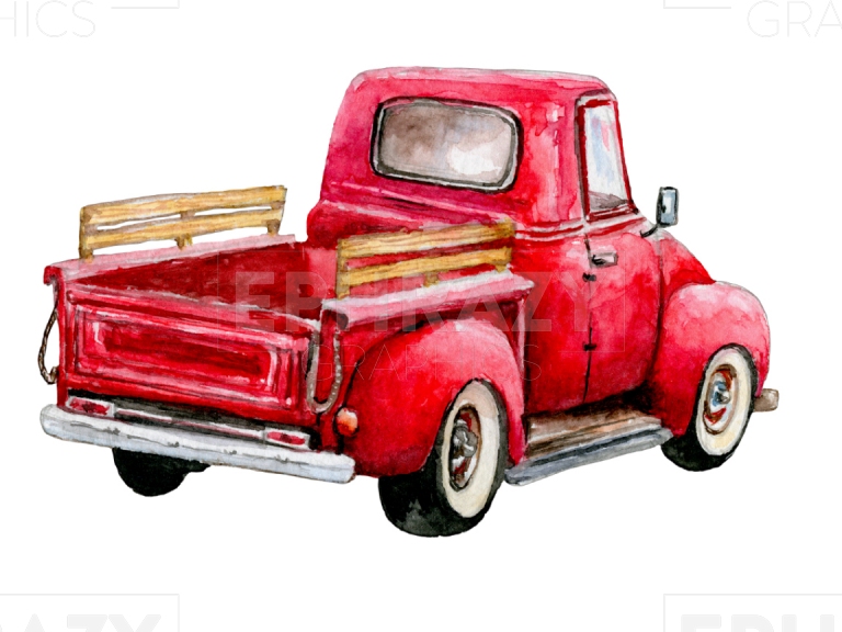 Red Truck Clip Art Watercolor