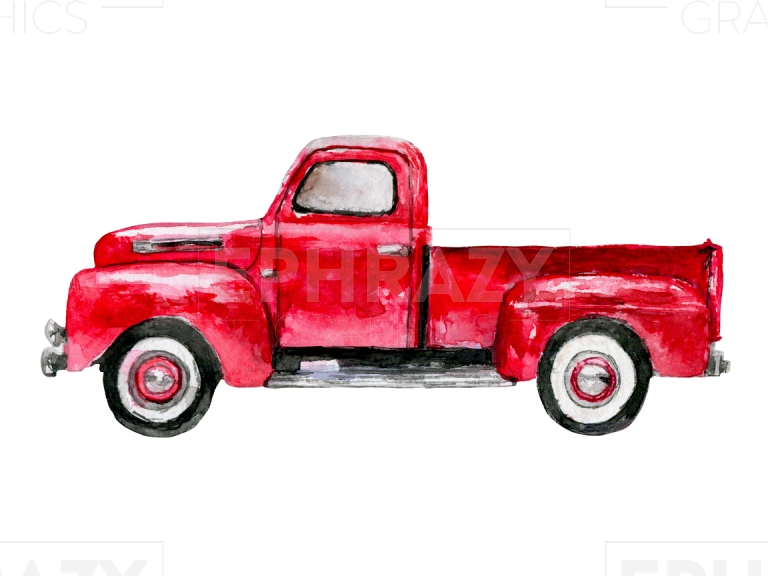 Red Truck 4 Clip Art Watercolor