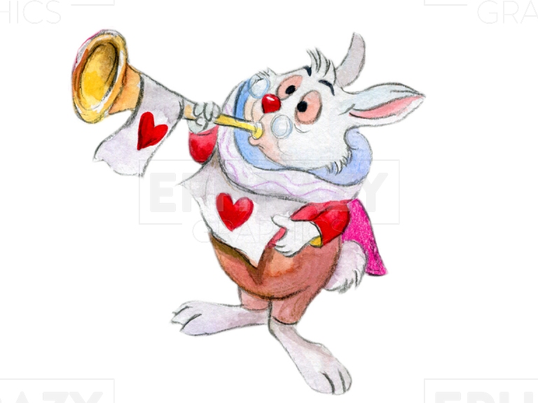 Rabbit Alice In Wonderland Watercolor Clip Art