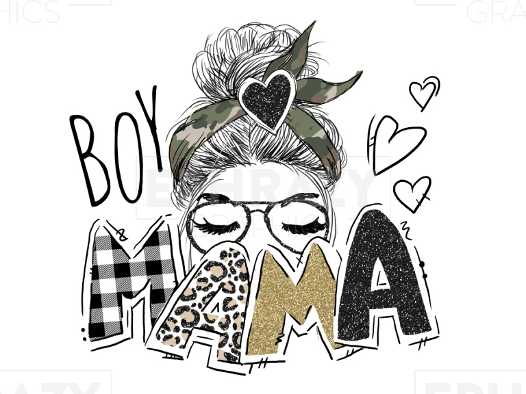 Boy Mama Head Sunglasses Bandana Clip Art