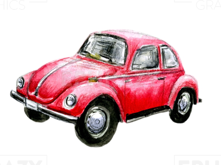 Bug Volkswagen Watercolor Clip Art