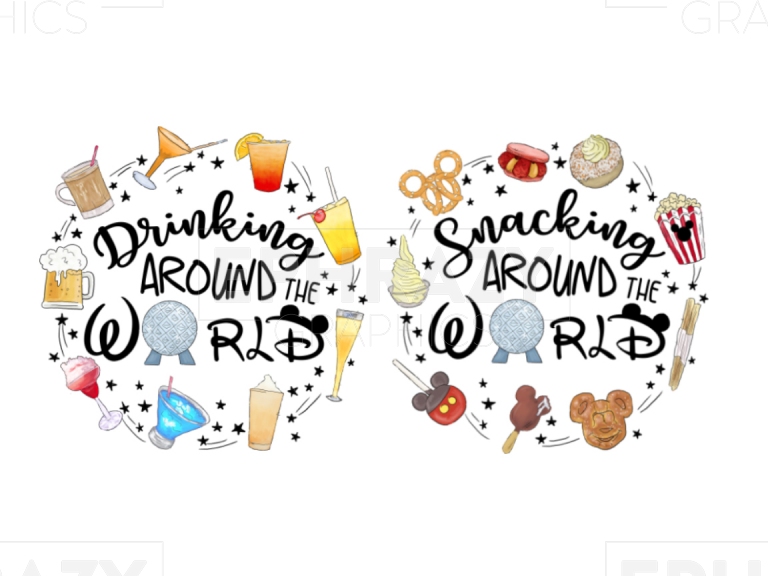 Epcot Disney Snacking Drinking Around The World Clip Art Bundle