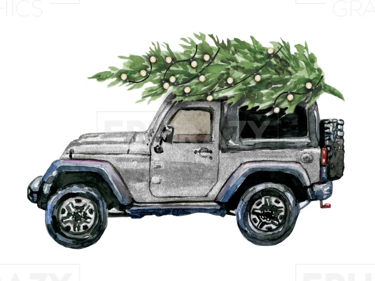 Silver Christmas Jeep Sublimation Digital