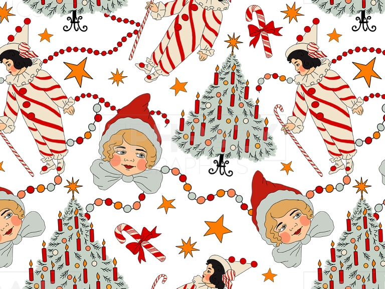 Vintage Retro Classic Christmas Tree Digital Pattern