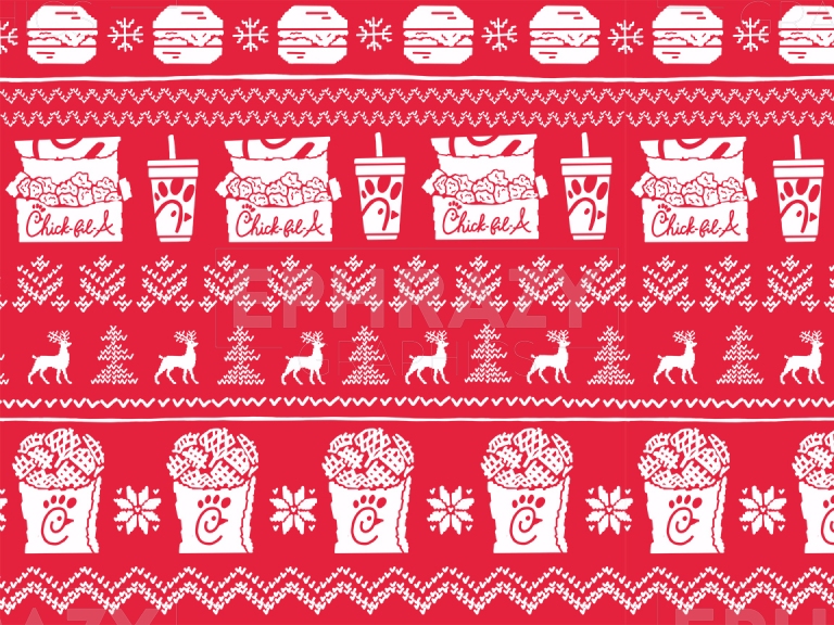 Christmas CFA Chick-Fil-A Nuggets Sweater Ugly Knitted Digital Seamless Pattern