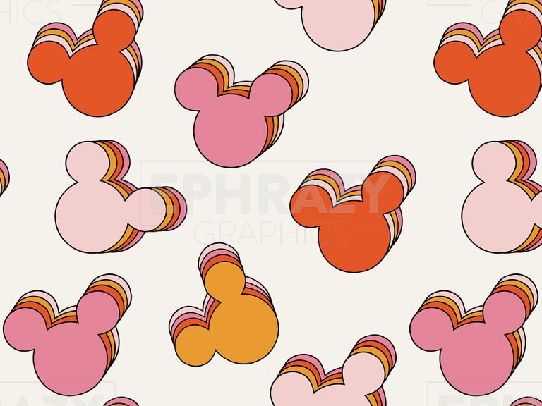 Retro Mickey Head Disney Summer Spring Digital Seamless Pattern